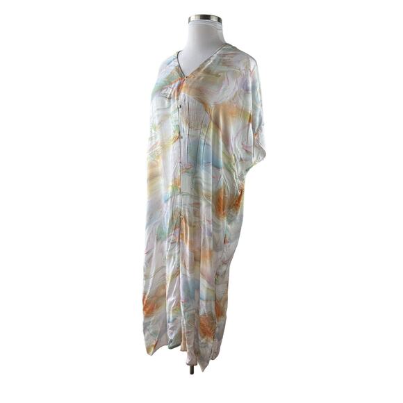 *Read* Johnny Was Calme Tie Dye Kaftan Maxi Dress Swimsuit Coverup Size L/XL - Picture 8 of 14